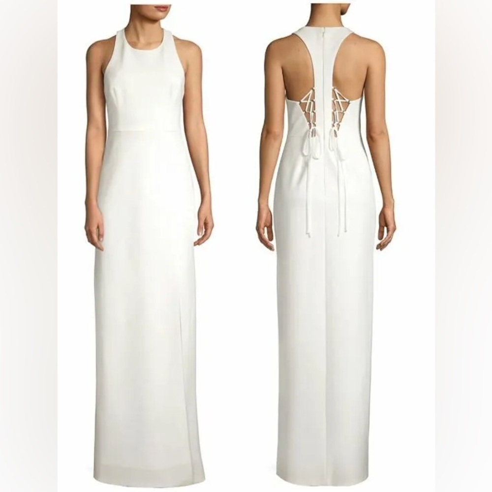 BCBGMaxazria Lace Up Racerback Full Length Gown / Maxi Dress